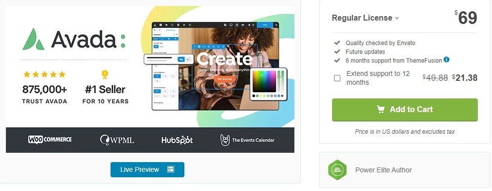 Avada Website Builder Price